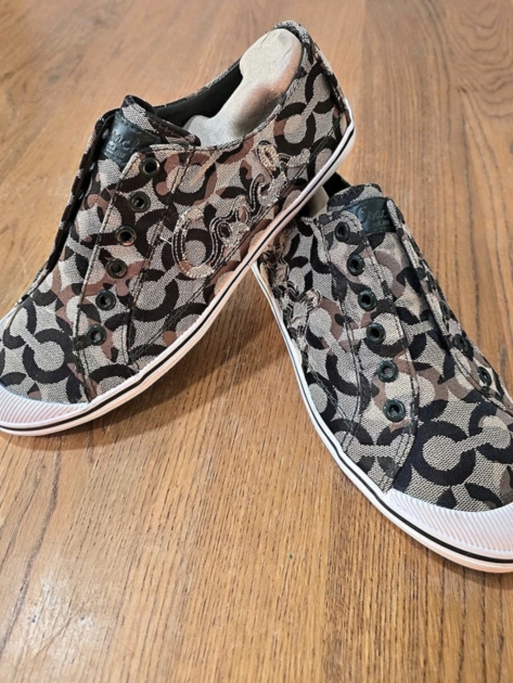 Coach Keeley Slip On Sneakers Brown & Black w/Side Shoe Logo